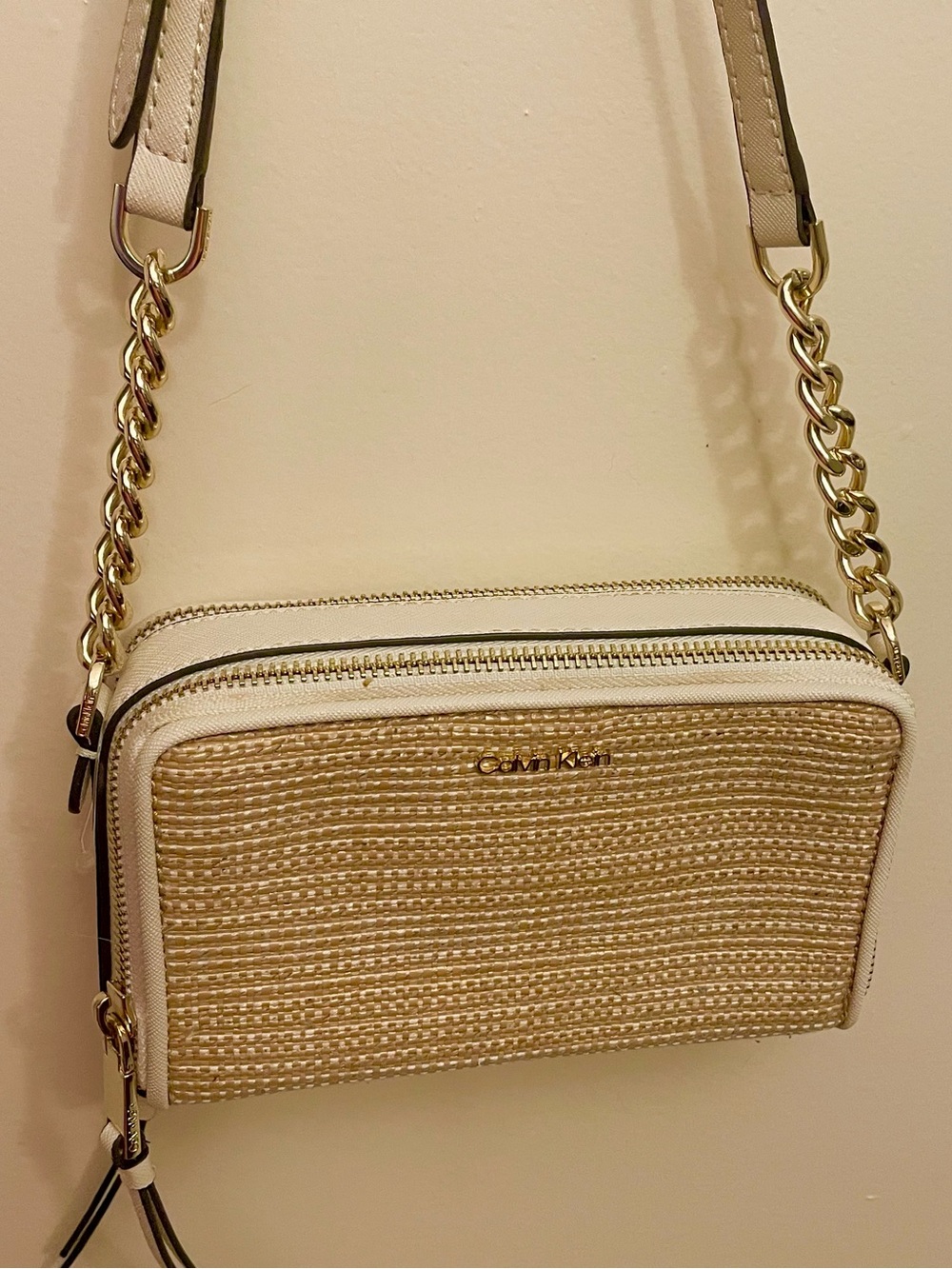 CALVIN KLEIN
Natural with Brown Trim 
Gold accents 
NEW